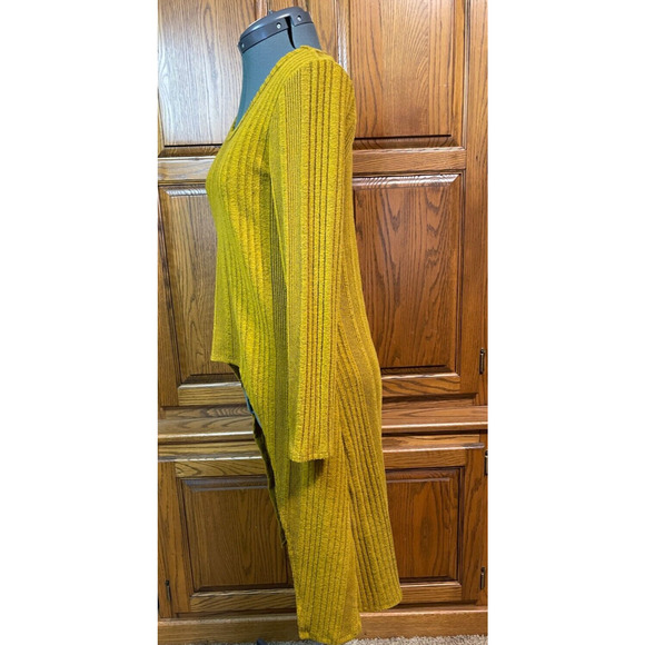 Vtg 90s/y2k Say Anything Sz M Knit Sweater Yellow Long Back Short Front - Picture 6 of 12